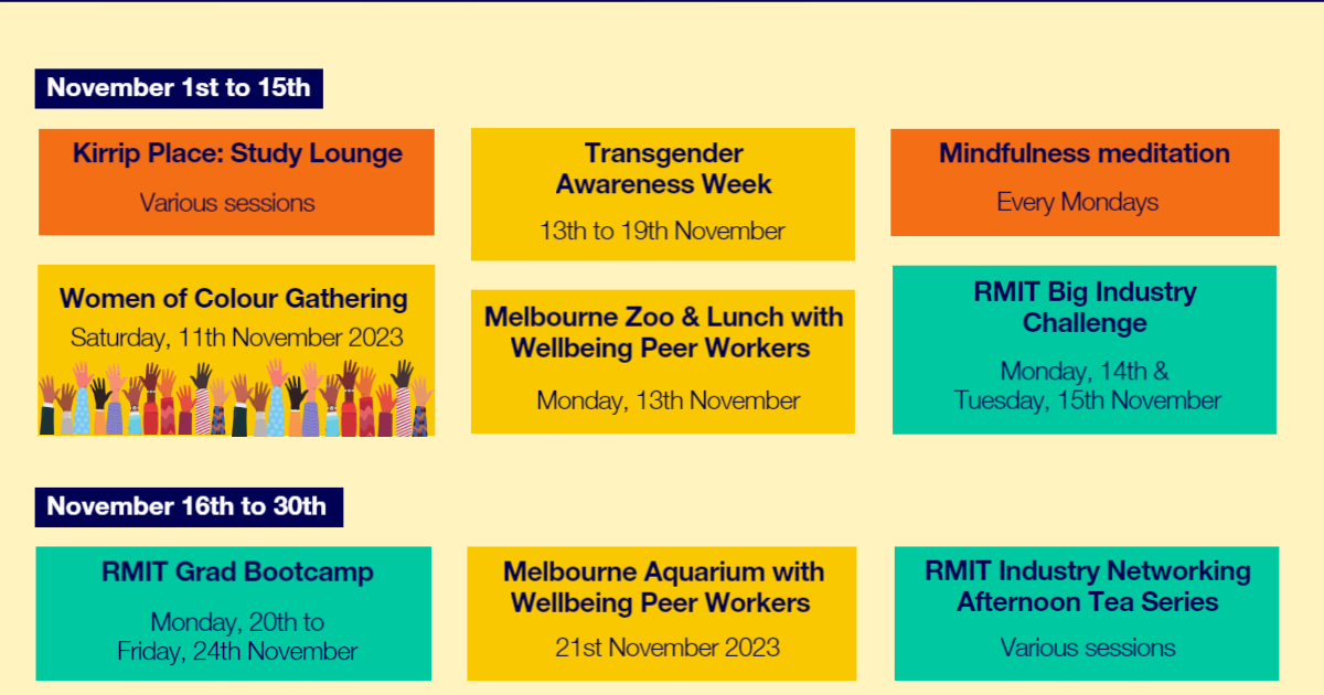 RMIT November Whats On Calendar